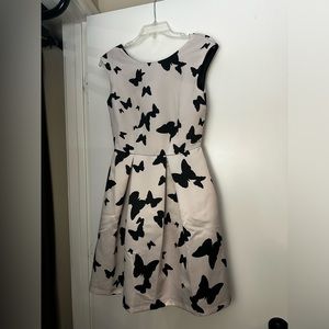 Closet London, off-white, black butterfly skater dress
